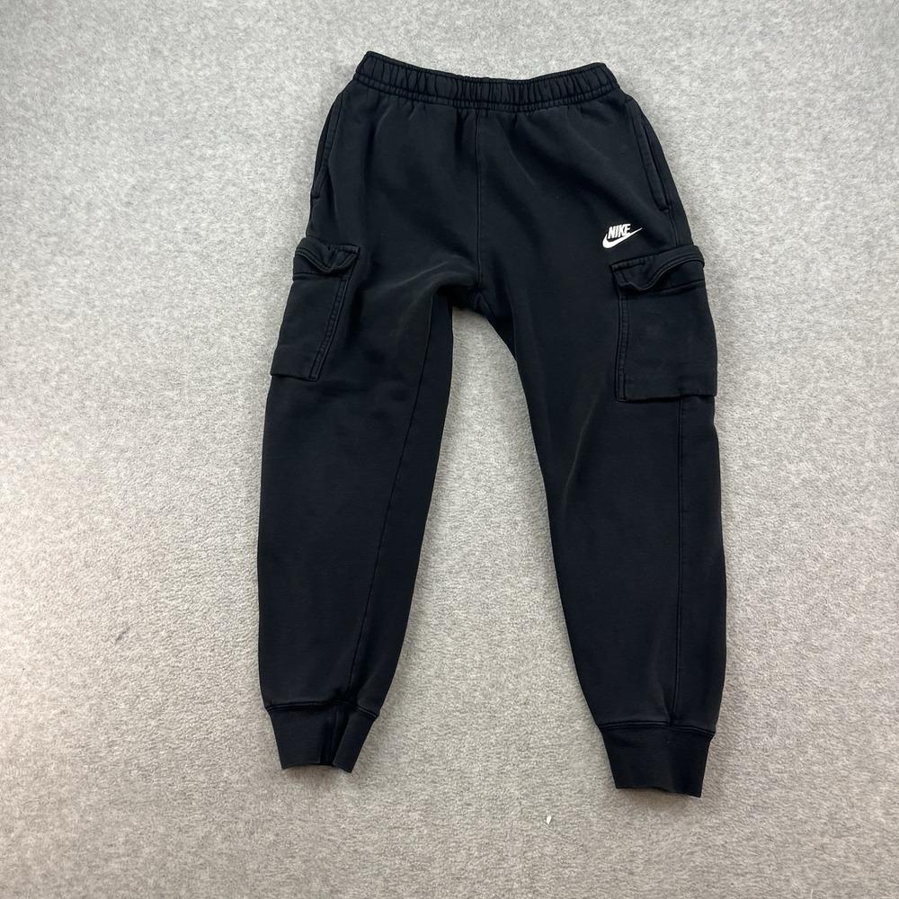 Nike Sportswear Club Fleece Cargo Pants Mens Small Black Joggers CD3129 Pockets